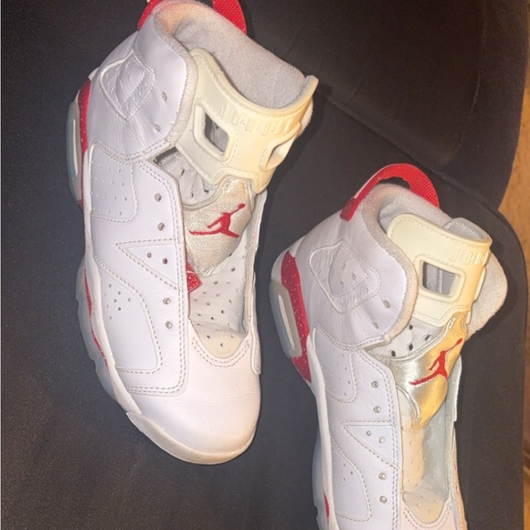 White and Red Athletic Sneakers